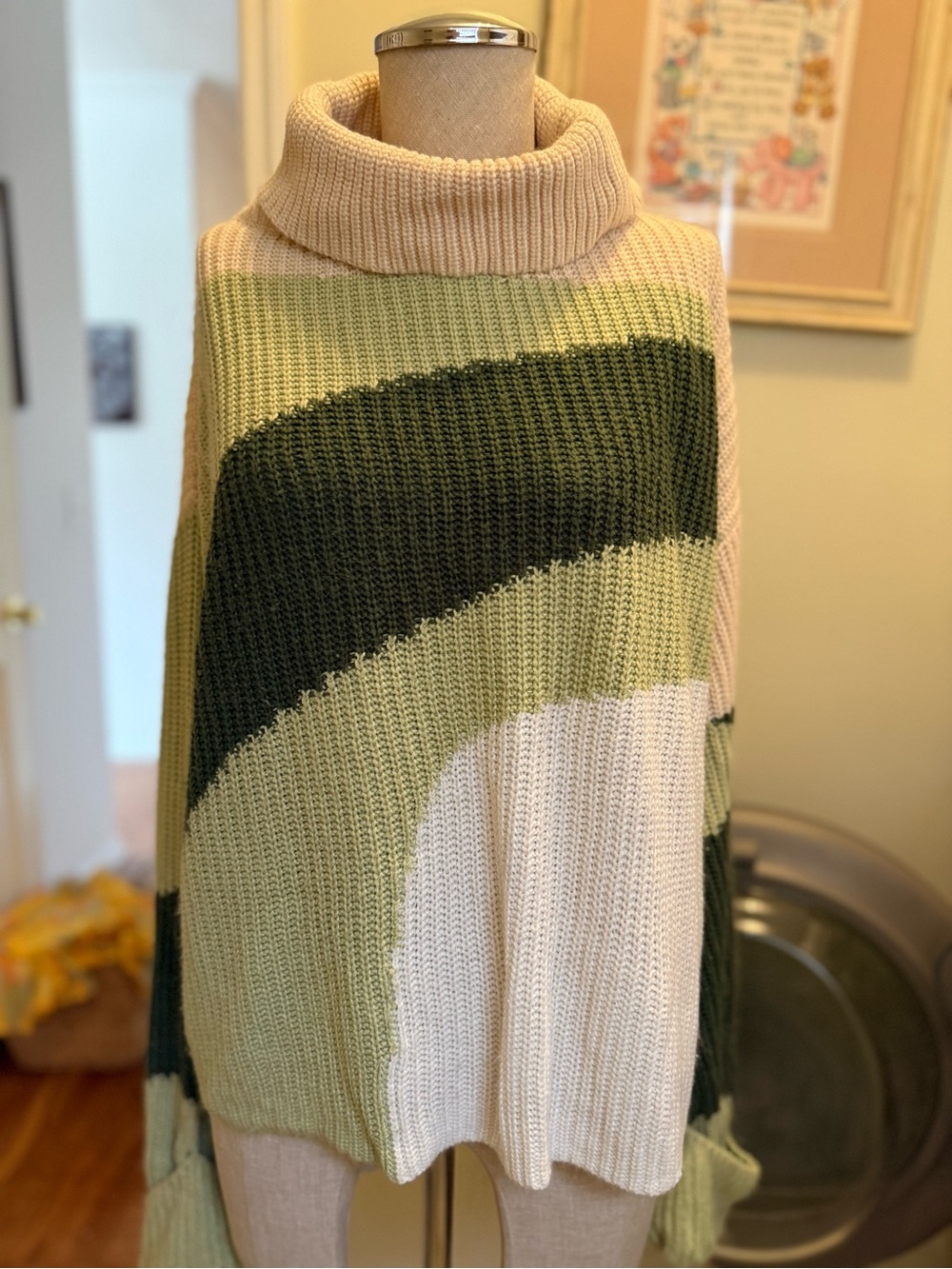 Trendy boutique Beige, Olive & Cream Colorblock Turtleneck Sweater